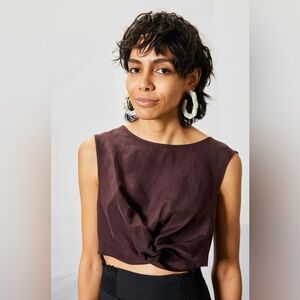 Rachel Comey Argento Top in Silk Linen, Bordeaux, Size 6, New with tags